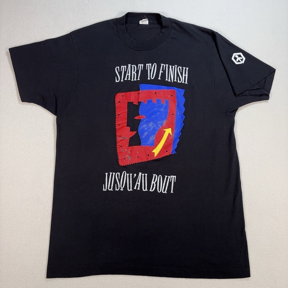 VTG Fruit Of The Loom Single Stitch Graphic T-Shirt Men's XL Black 100% Cotton